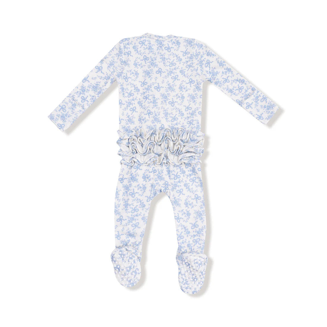 Romi Floral 2 Way Zipper Ruffle Back Footie
