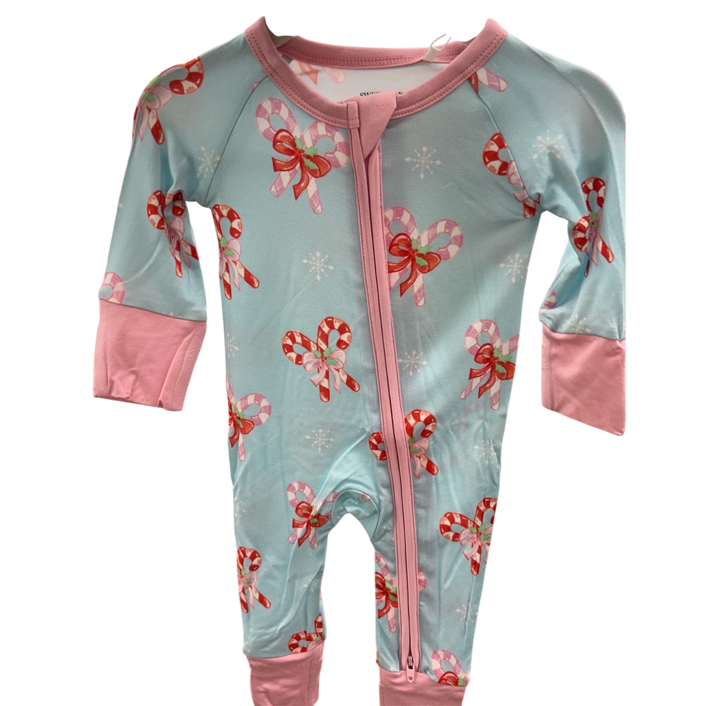 Candy Cane Bows Zipper Onesie