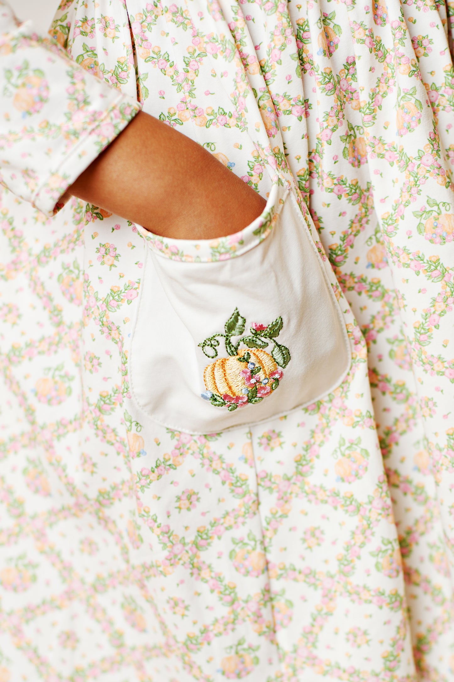 Pumpkin Pocket Embroidery Dress