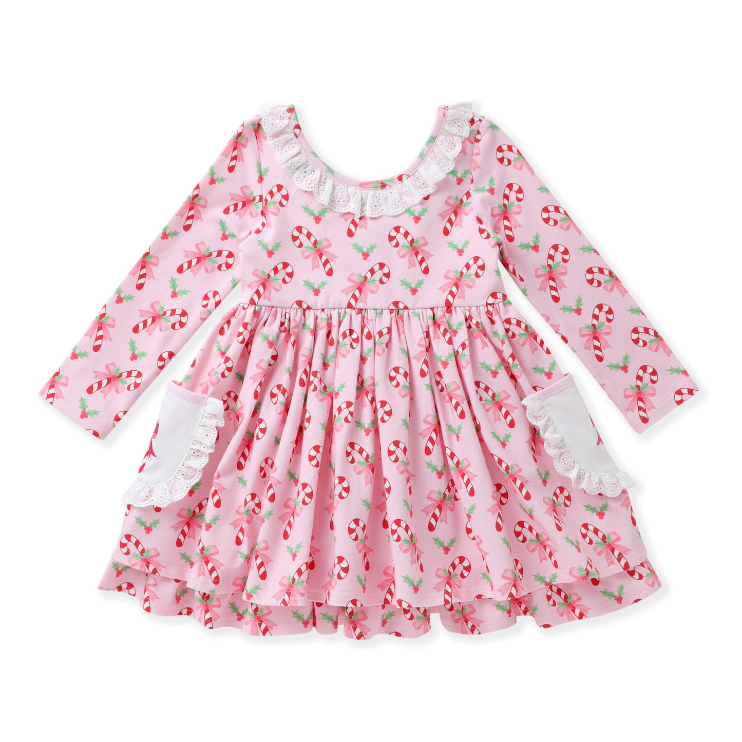 Candy Cane Dress with embroidered Pockets