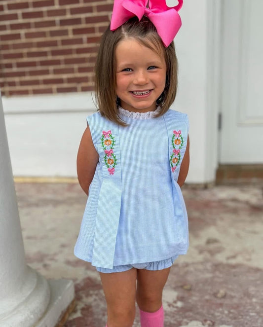 Pumpkin Embroidered Bloomer Set