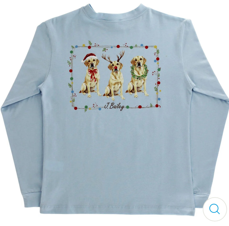 Christmas Labs on Light Blue