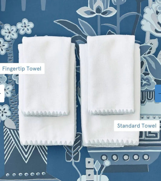 Stitched Edge Powder Bath Towels (pair) - Grey (Fingertip)