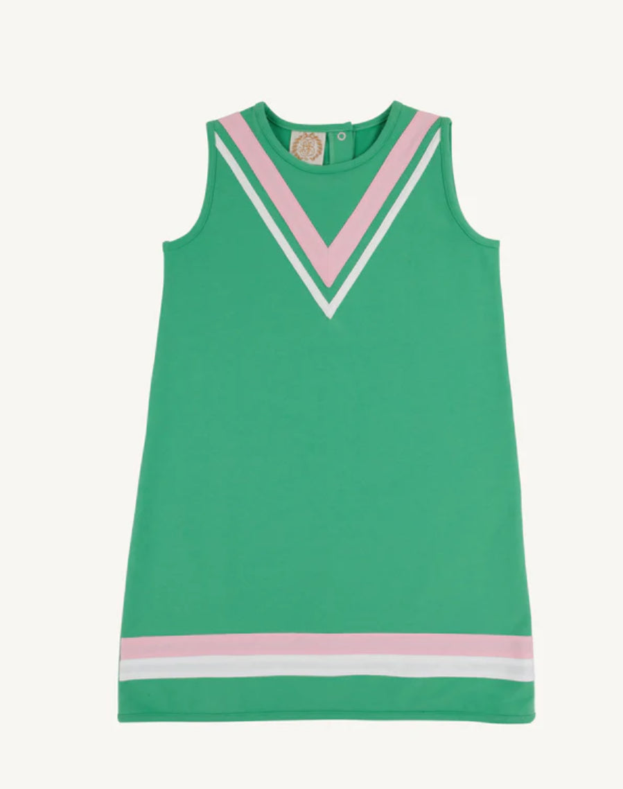 Annie Apron Dress -Gibson Island Green with Pier Party Pink and Worth Avenue White