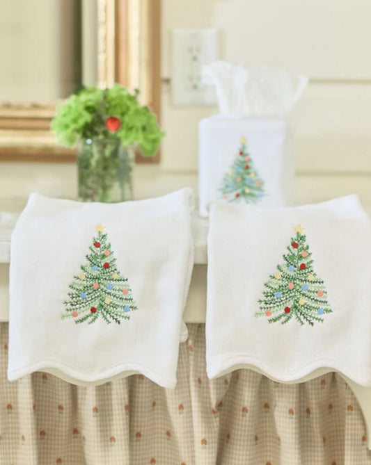 Scallop Powder Bath Towels (pair) - Holiday Tree