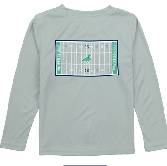 Boys Performance Tee LS Football Field Chrome Grey