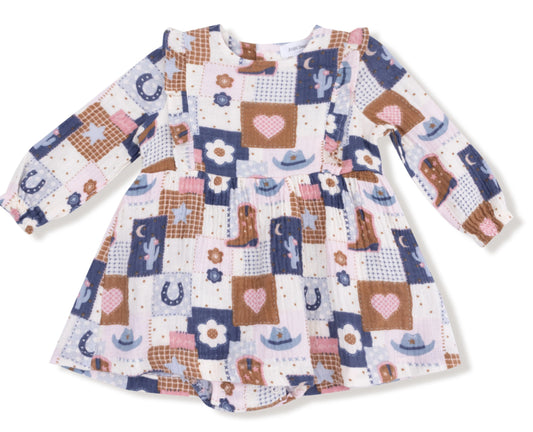Patchwork Cowgirl
Ruffle Long Sleeve Bubble with Skirt