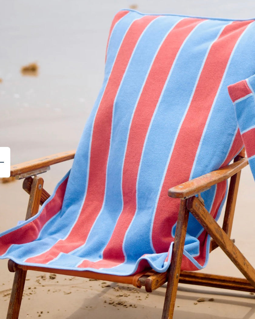 Red blue Striped towel beach chair cover