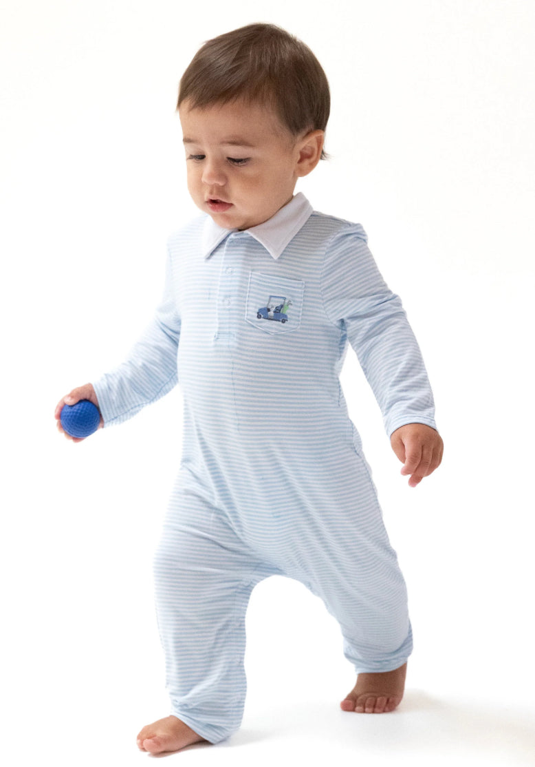 Baby Golf Carts - Blue Stripe
Polo Romper