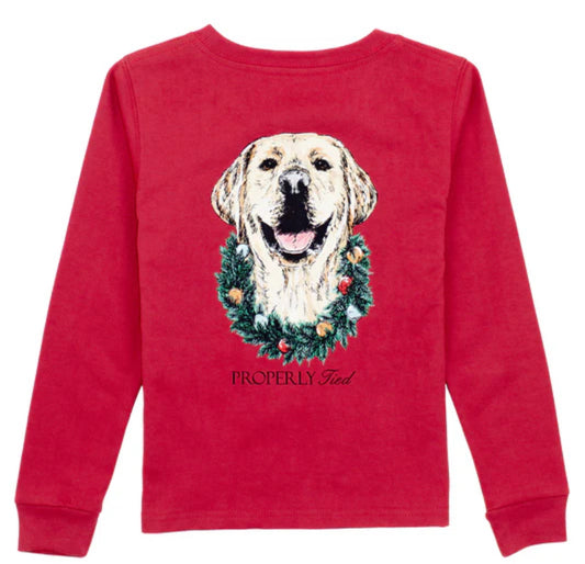 Boys Deck The Paws LS Cabernet