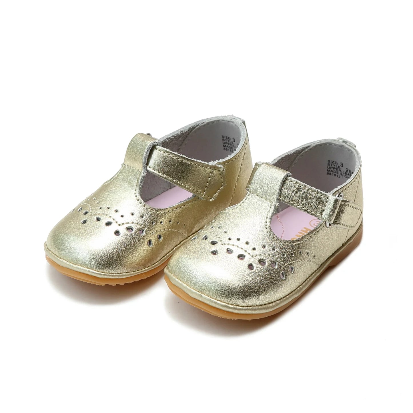 Birdie Leather T-Strap Mary Jane - Gold