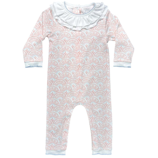 Serene Scallops Footless Playsuit with Ruffle Collar