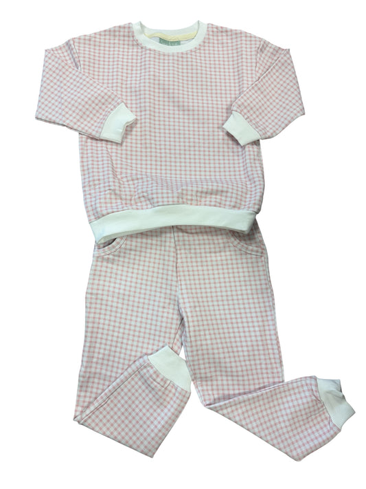 Pink Gingham Jogger Set