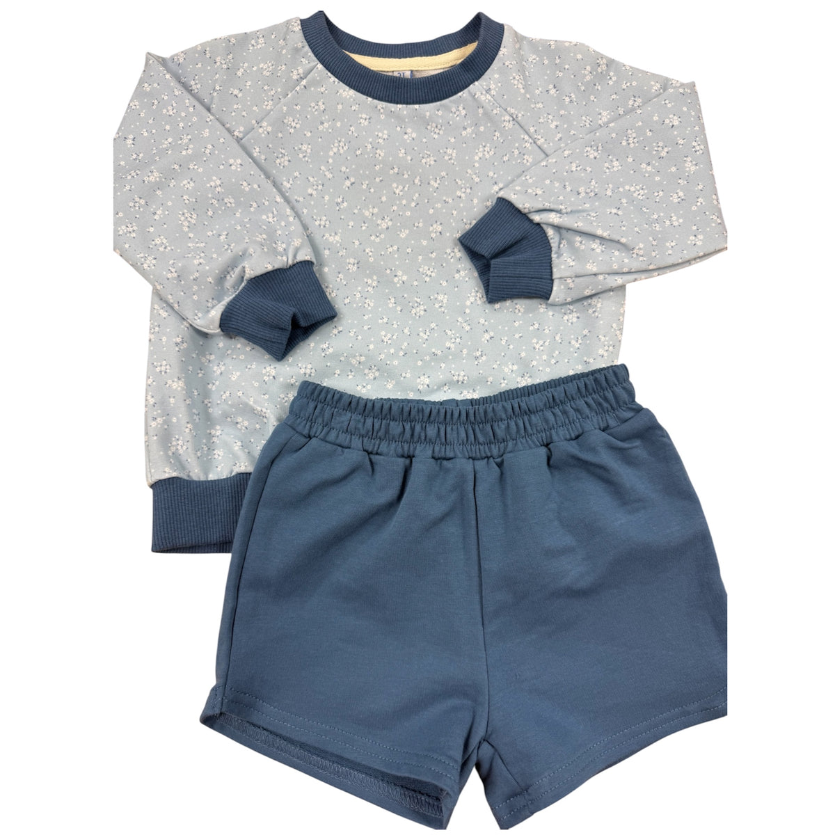 Blue floral sweatshirt short set