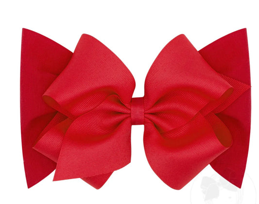Small King Grosgrain Bow Matching Cotton Jersey Baby Headband - Red