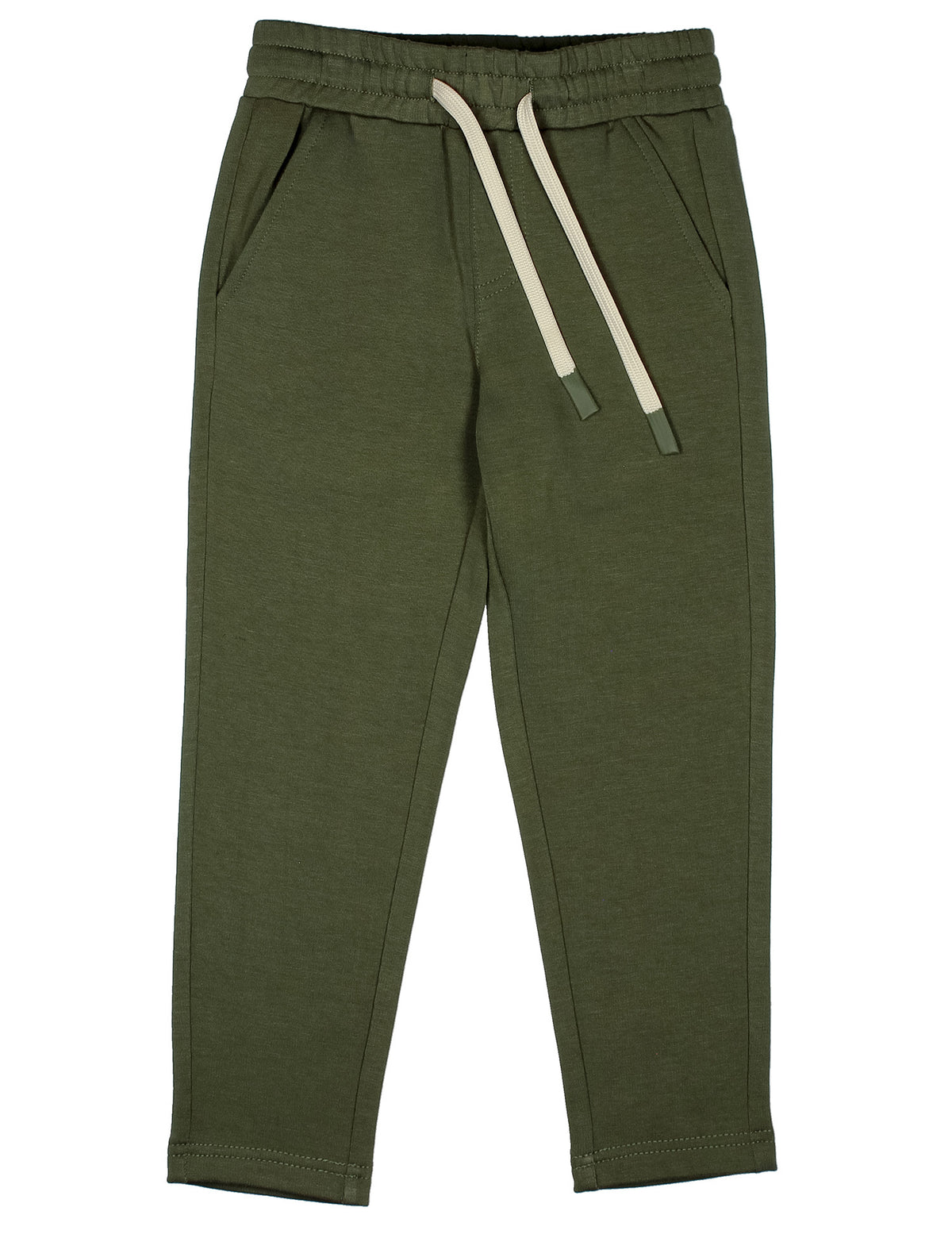 olive Green jogger pants with drawstring on a white background