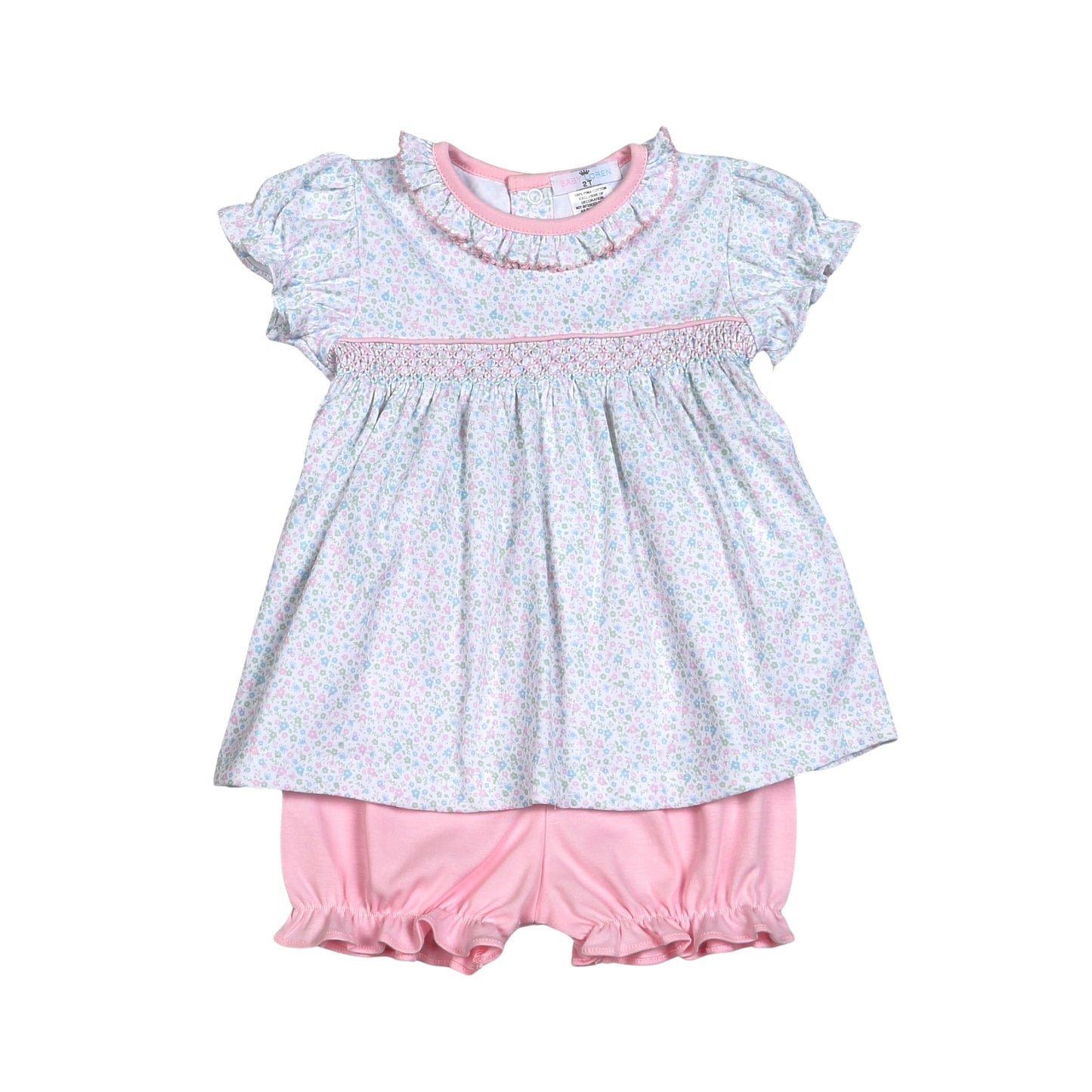 Mini Floral Smocked Bloomer Set