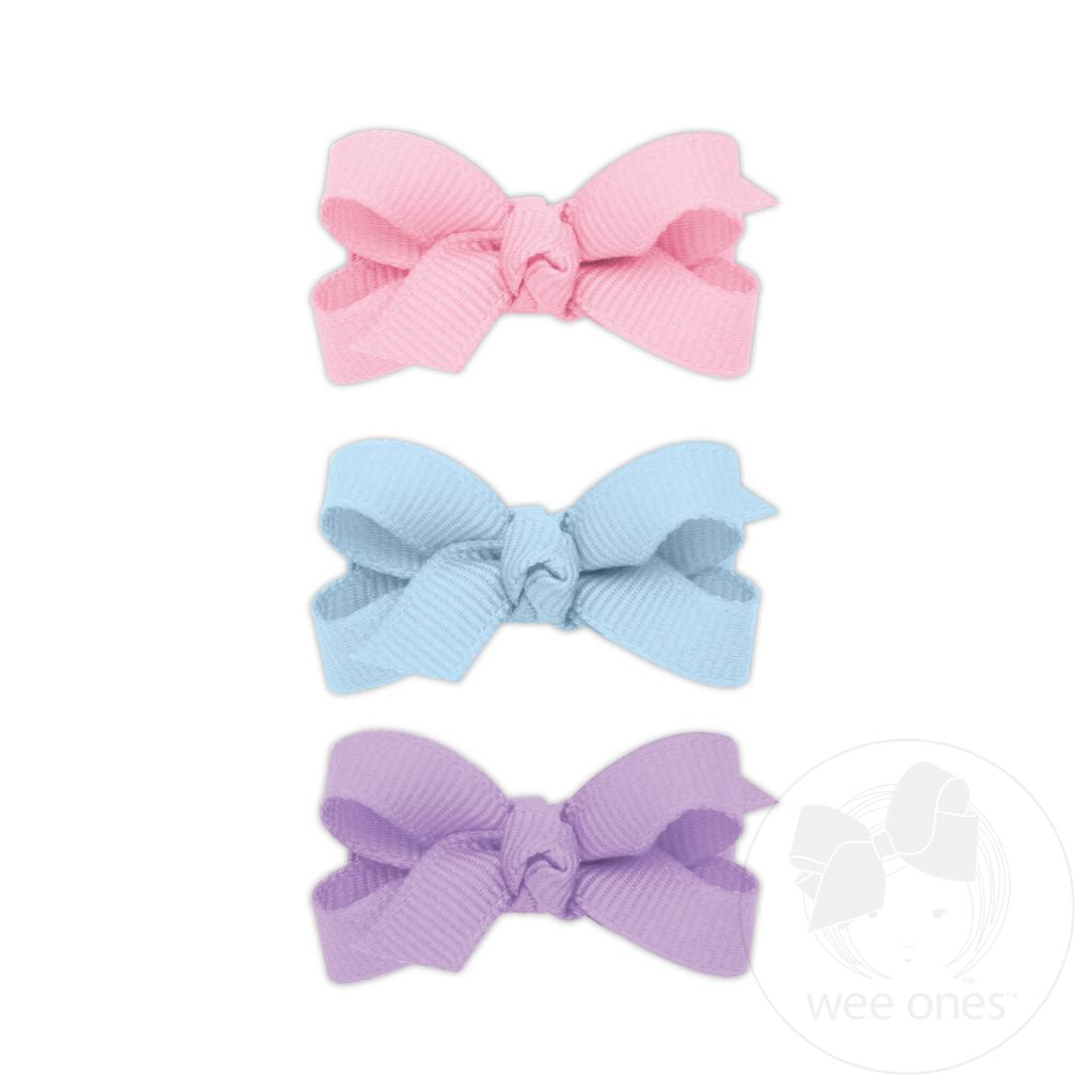 Multipack Baby Satin Hair Bows with Knot Wrap - Pastel (Pink Blue Lavendar)