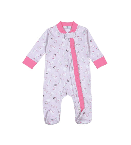 Polar Pals Pima Zipper Footie - pink