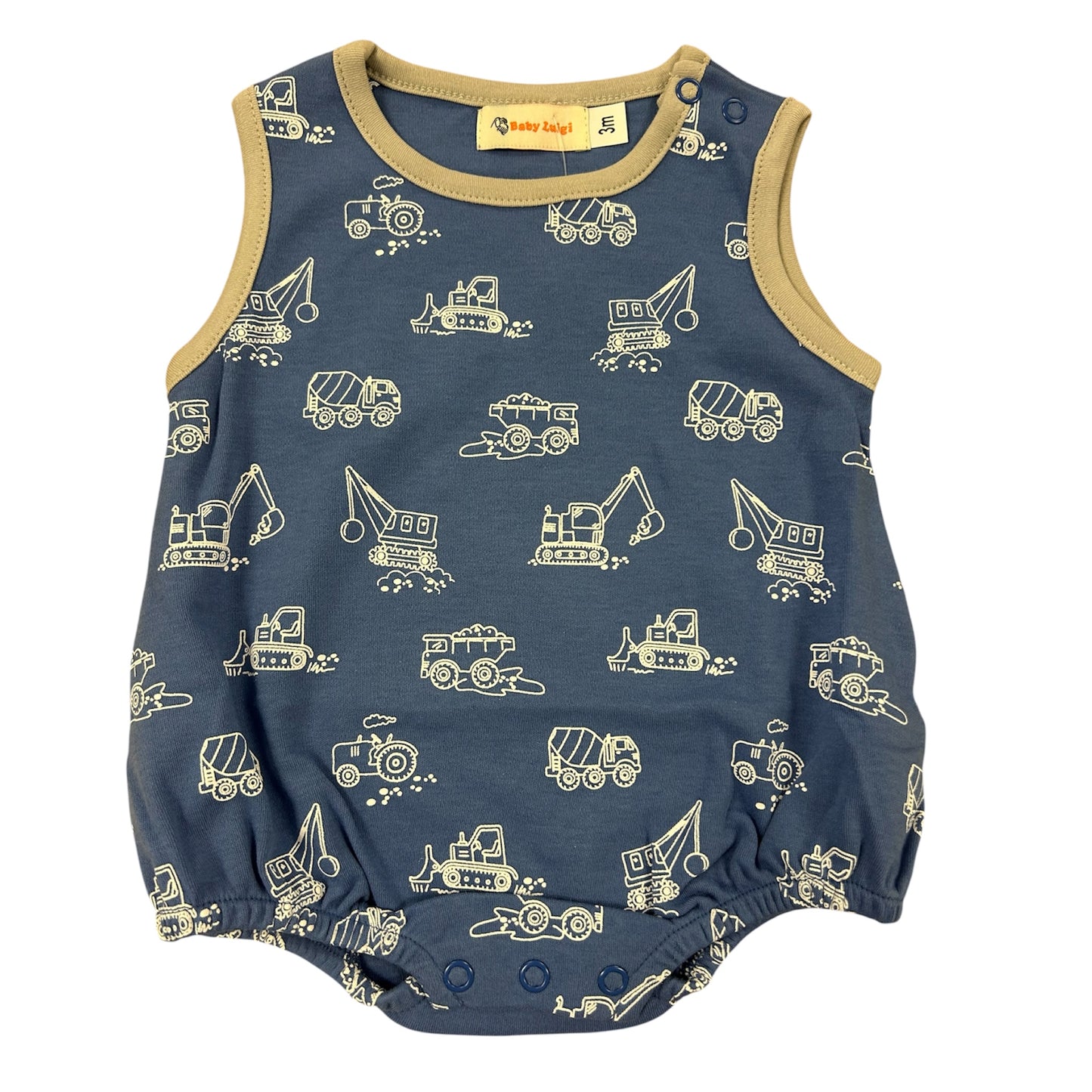 Construction Vehicle Print Bubble - Trim in Grey