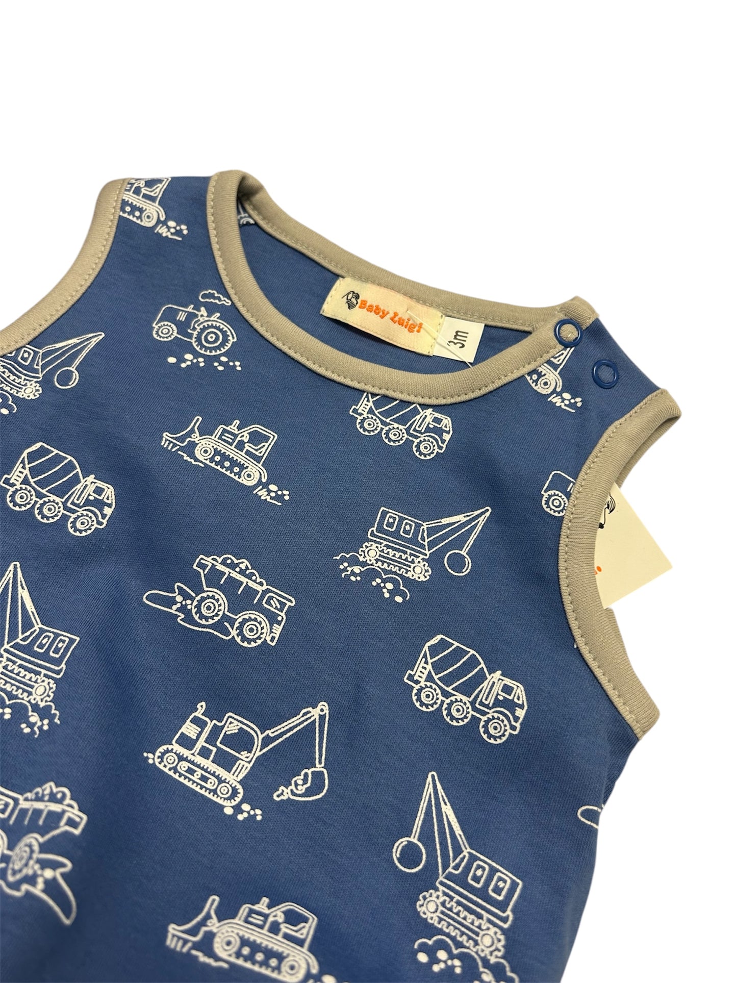 Construction Vehicle Print Bubble - Trim in Grey
