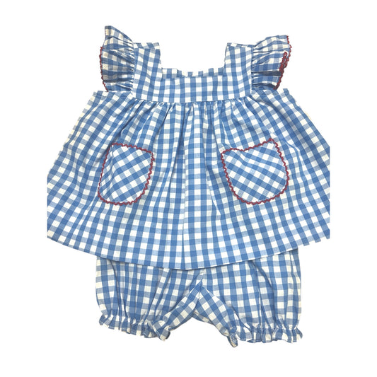 Blue Check Bloomer Set