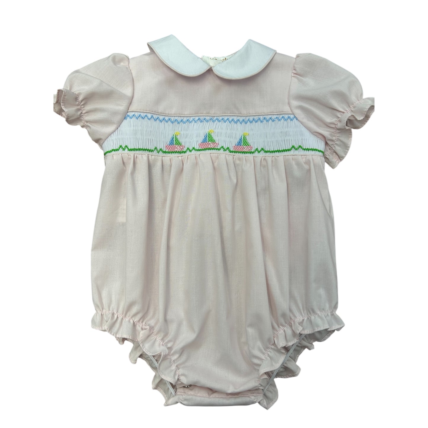 Smocked Sailboat Bubble - Pink