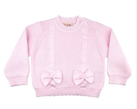 Pink Knit Bow Sweater