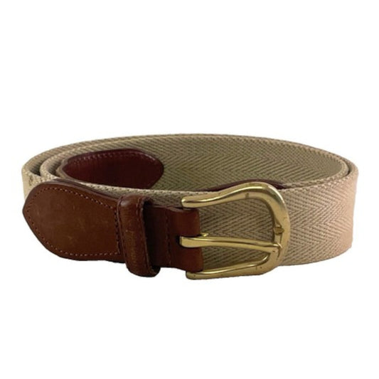Tan Cotton Leather Tab Belt