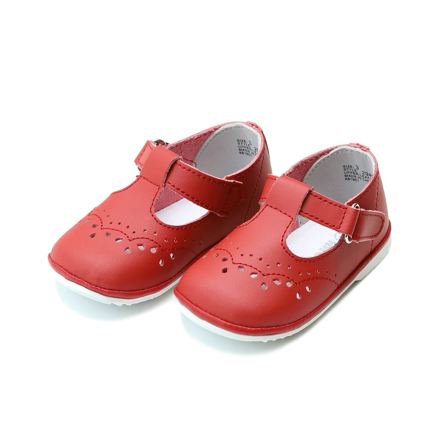 Birdie Leather T-Strap Mary Jane - Red