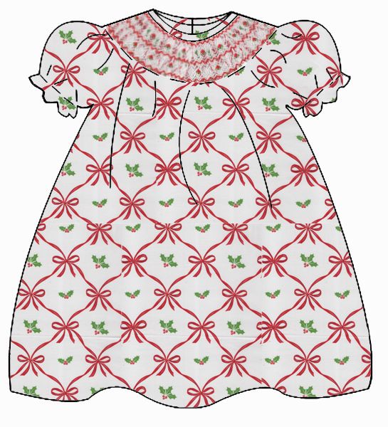 ALISON - Red Holiday Bow´s Print - Bishop S/S