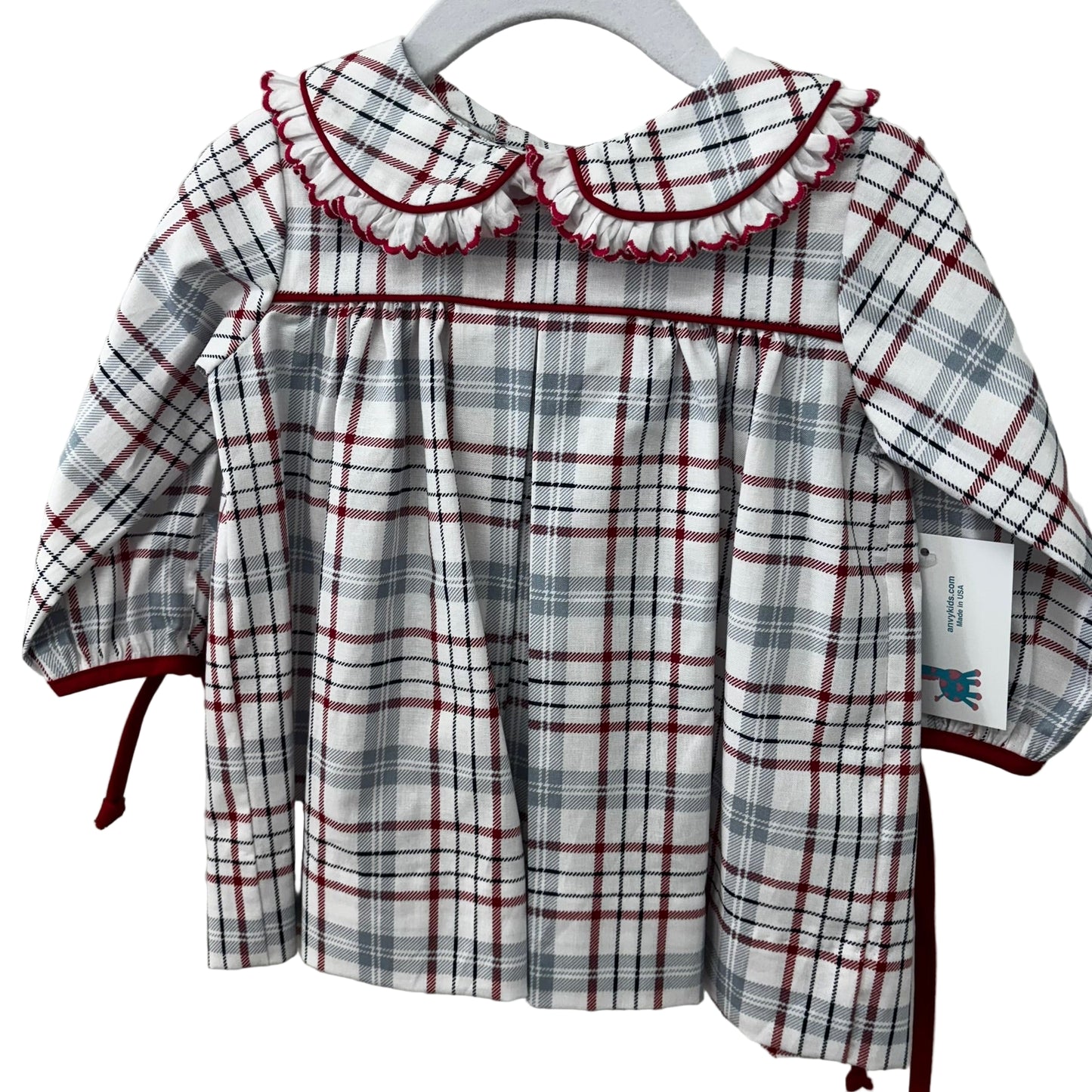 Plaid Dress with Ruffle Collar