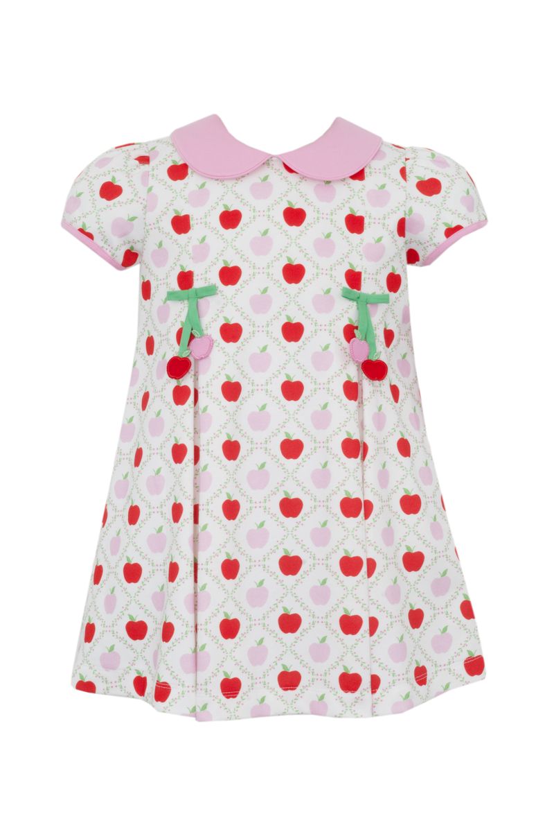 APPLE KNIT PRINT - pink and red print - Dress w/pleats