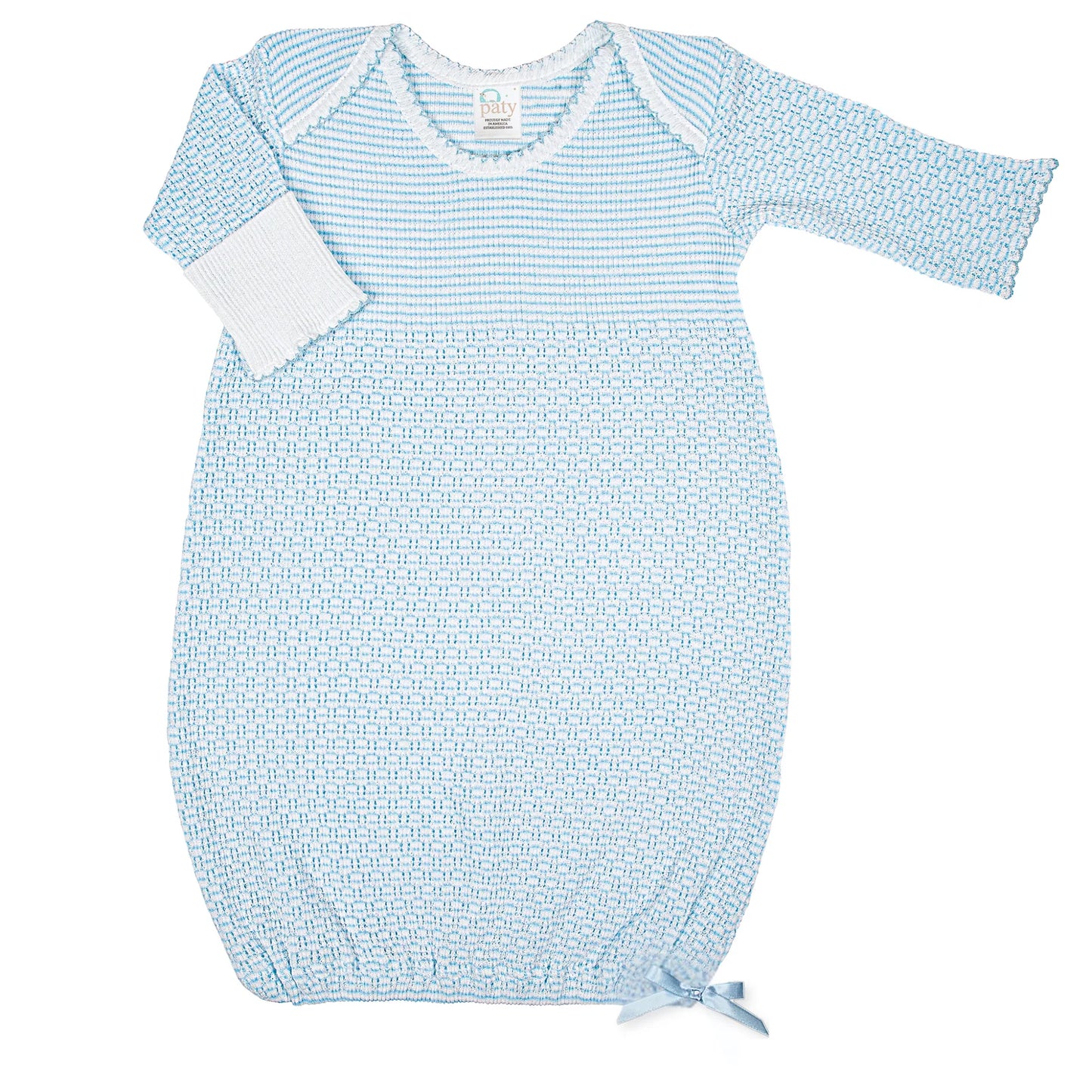 Overlap Shoulder Gown - Blue with Bow