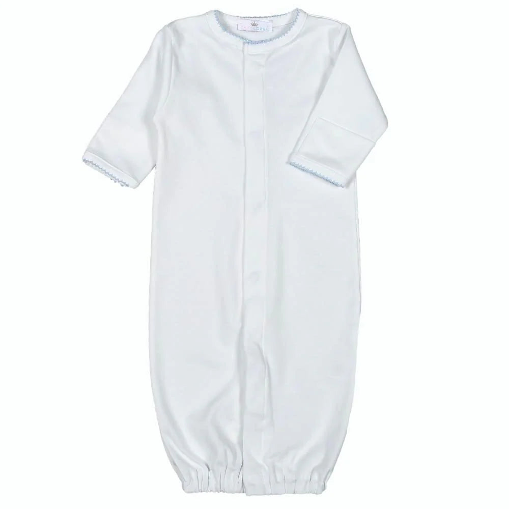 White Converter Gown Blue Picot Trim