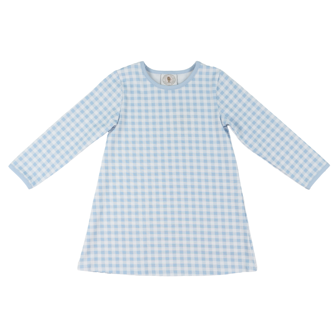 Blue Gingham Susie Swing Longsleeve Dress