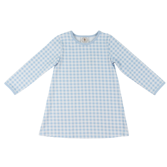 Blue Gingham Susie Swing Longsleeve Dress