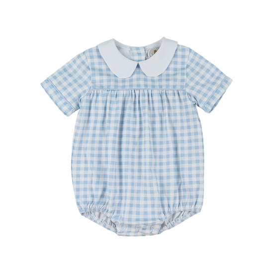 Blue Gingham Boys Channing Classic Bubble