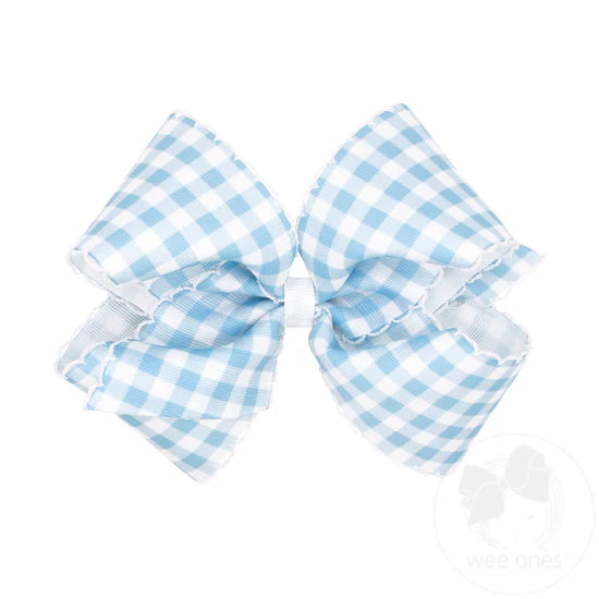 Blue Gingham Hair Bow.