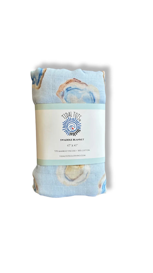 Oyster Roast Blue Lightweight Swaddle Blanket
