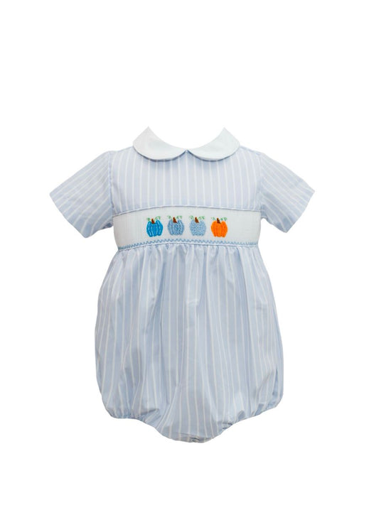 Blue Stripe Pumpkin Smock Boys Bubble