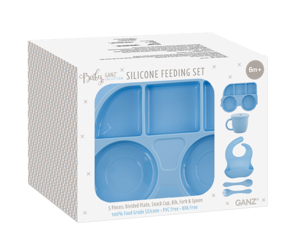 Silicone Feeding Set - Blue (5 pc. set)