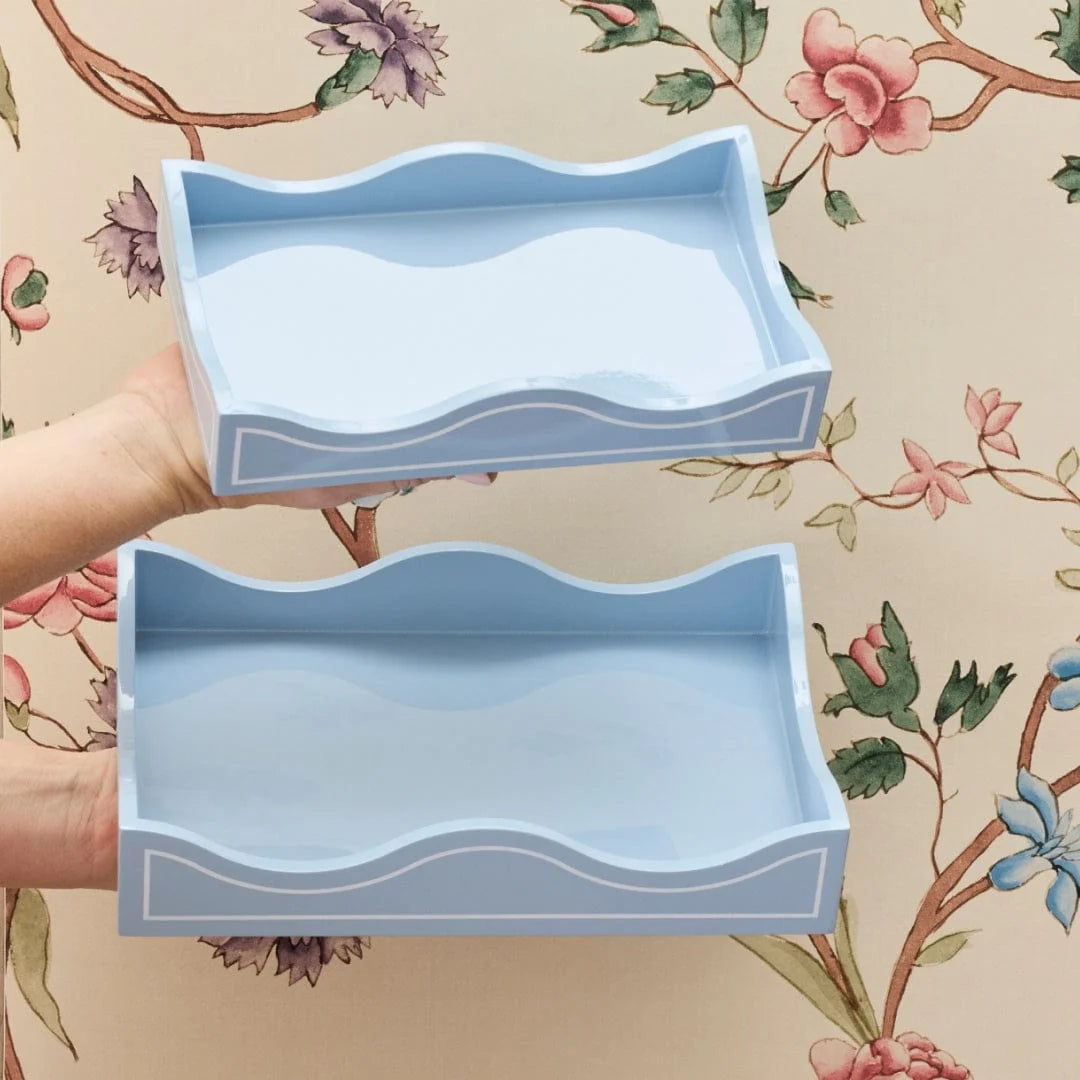 blue laquered tray to hold napkins