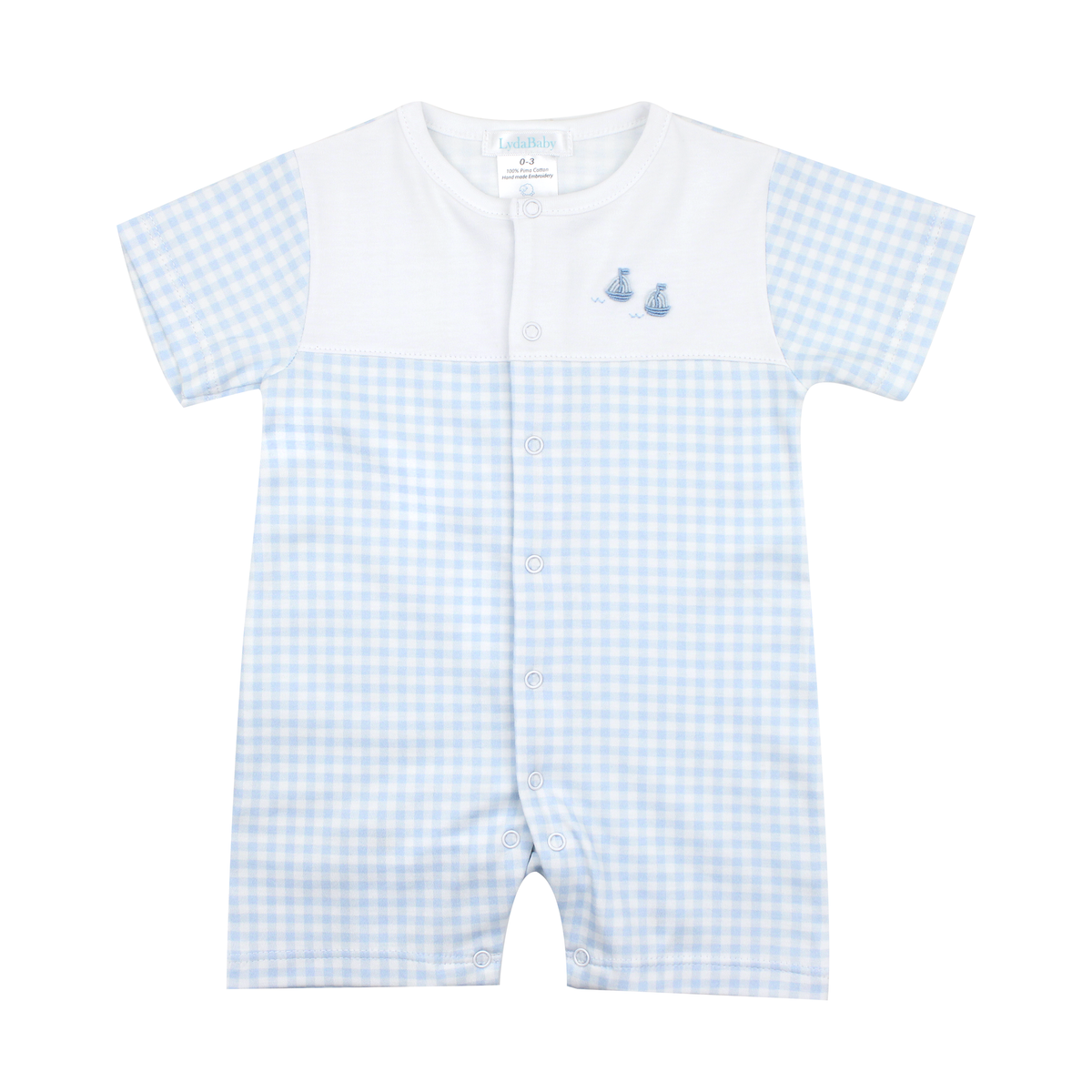 Boat Gingham Romper - Blue