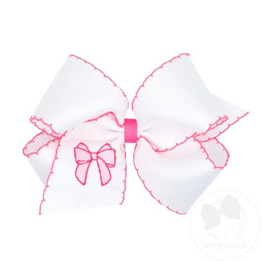 Moonstitch Edge and Pearl Pink Bow Embroidery - King