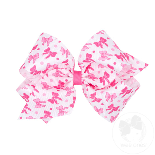 Bow Print Grosgrain Hair Bow