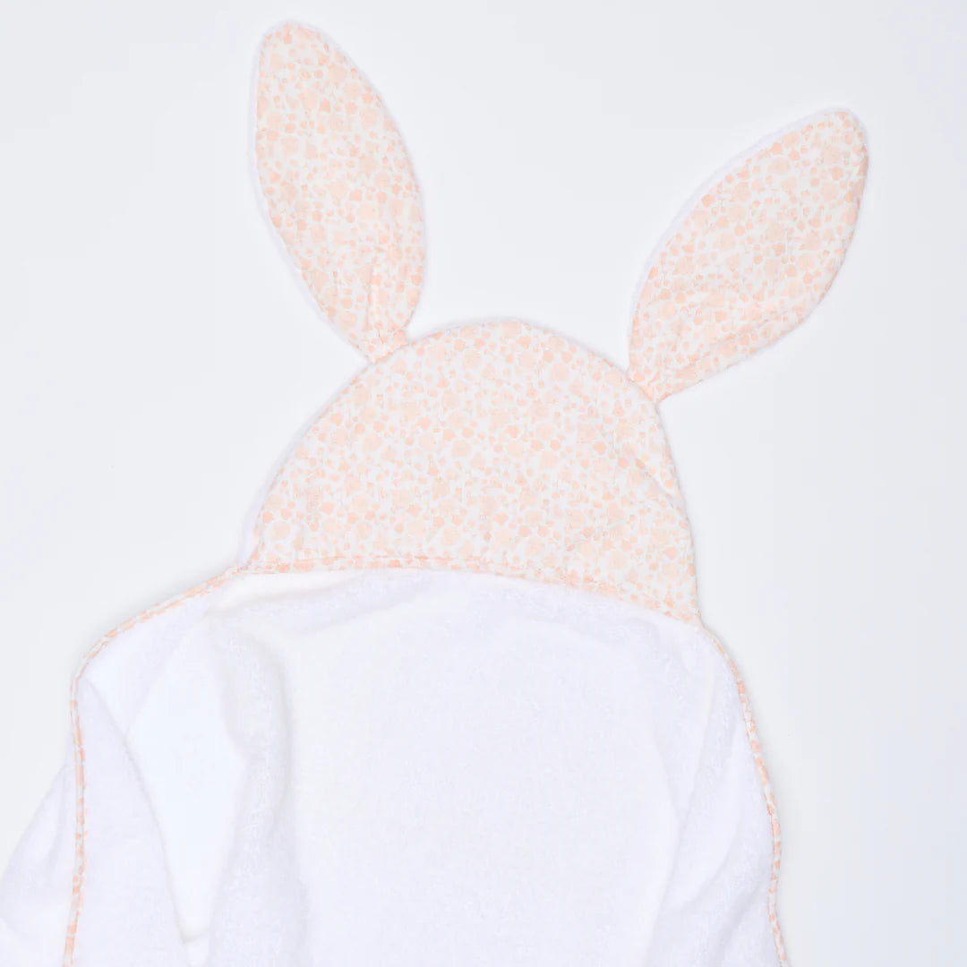 White Hoodie with Bunny ears and floral pattern