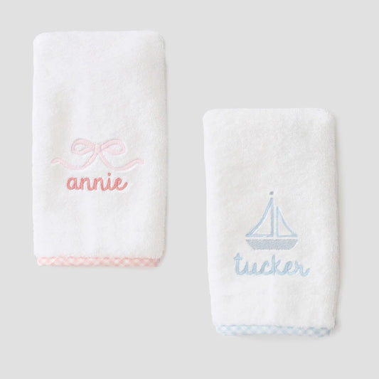 Burp Cloths (pair) -Light Pink Gingham on White