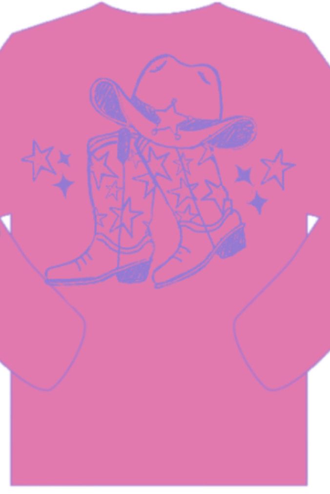 LS Pink Cowgirl Boots Era T-Shirt