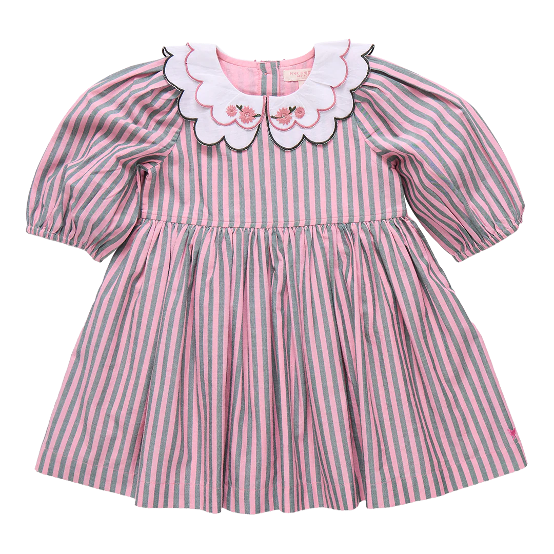 Darcy Dress - Pink/Green Stripe